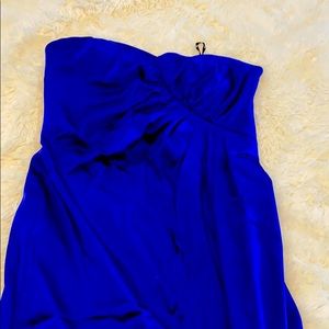 Cobalt blue strapless cocktail dress